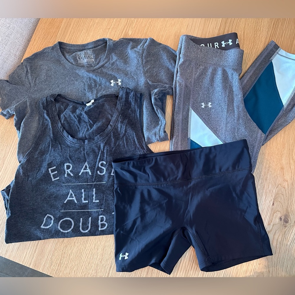 Women’s under Armour athletic bundle shirt tank shorts leggings